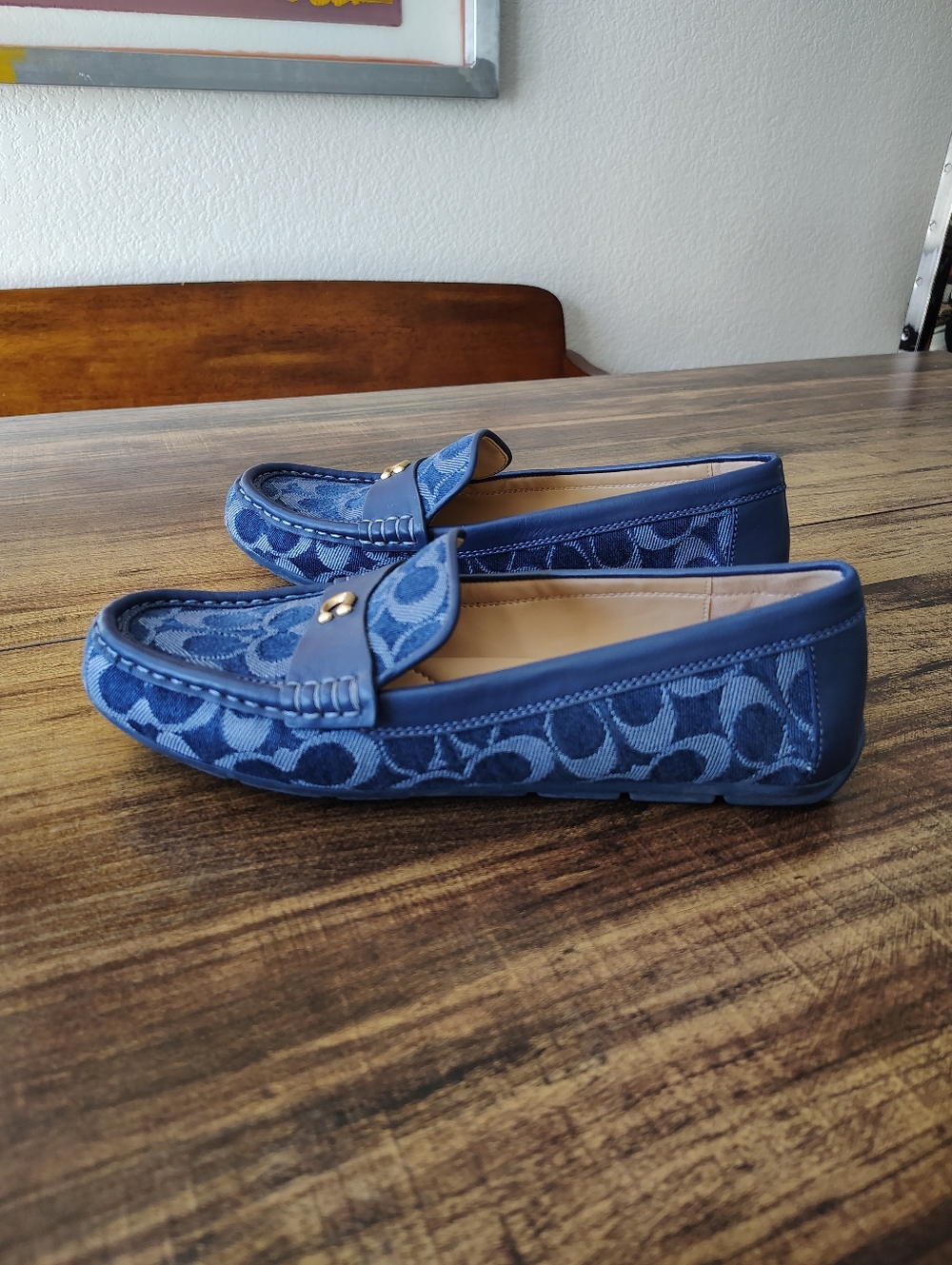 Coach Sculpted C Driver loafers in signature denim 9 B